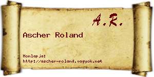 Ascher Roland névjegykártya